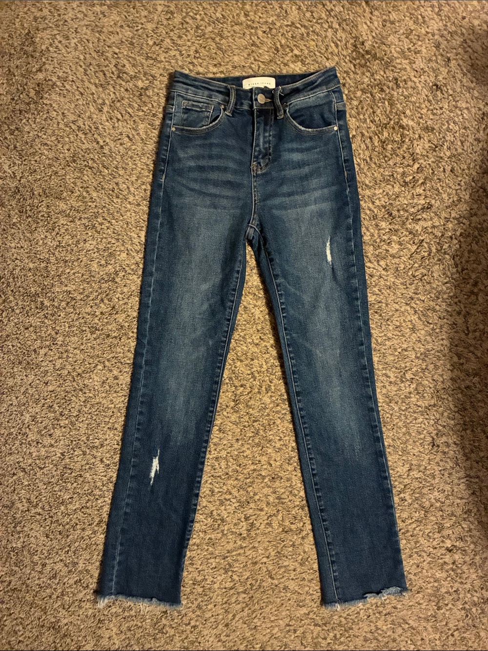 Risen Jeans- distressed high rise straight leg jeans-size 1/25
